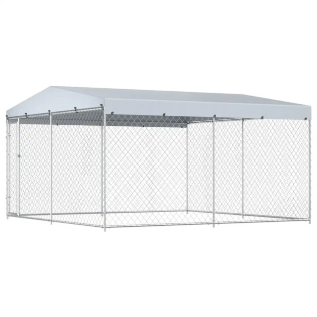 Outdoor Dog Kennel With Roof 382x382x225 Cm Vidaxl