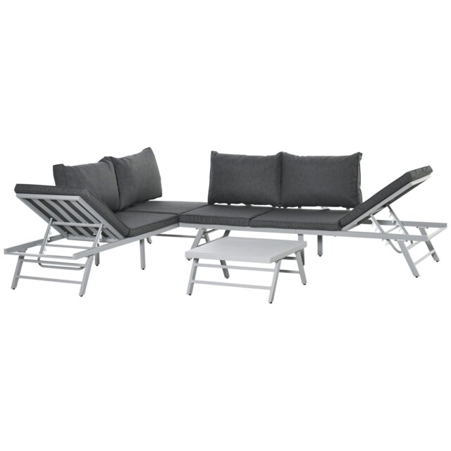Outsunny 3 Pcs Garden Seating Set W/ Sofa Lounge Table Outdoor Patio