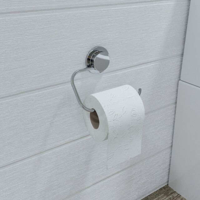 Croydex Chrome Toilet Roll Holder Wall Mounted Adhesive Stick 'n' Lock
