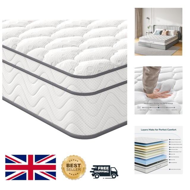 Comfort & Support: 10.3 Inch Orthopaedic Hybrid Mattress 3ft With