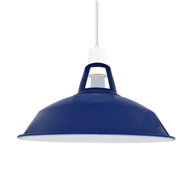 Pendant Lamp Shade Navy Blue 30cmx16cm Metal Barn Retro Vintage E27