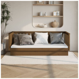 Daybed Solid Pinewood Honey Brown 80x200 Cm Guest Sofa Bed 3-sided