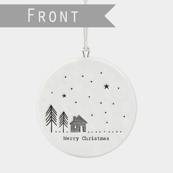 East Of India Flat Porcelain Bauble Merry Christmas - Cabin In The