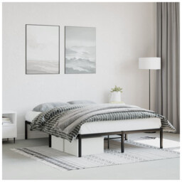 Metal Bed Frame Black Steel 140x200cm Low Profile Slatted Storage Base