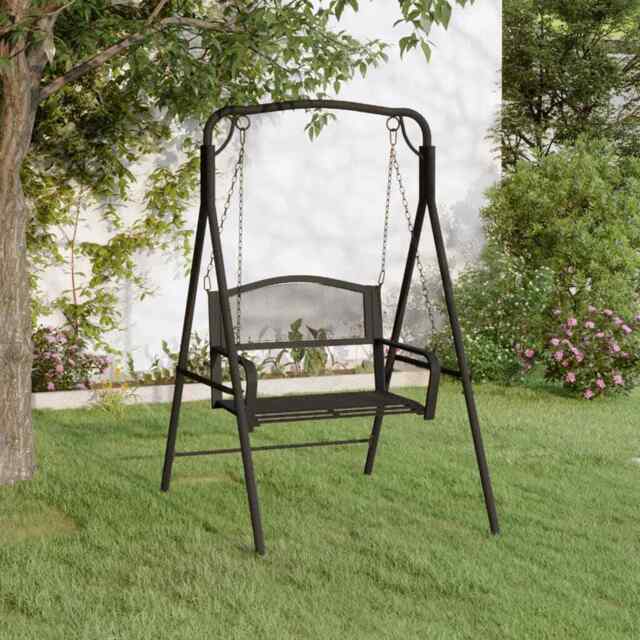 Swing Bench 124 Cm Black Steel Vidaxl