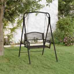 Swing Bench 124 Cm Black Steel Vidaxl