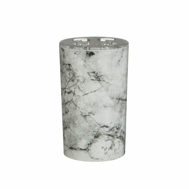 Grey Marble Effect Toothbrush Holder Soap Dispenser Tumbler Bathroom