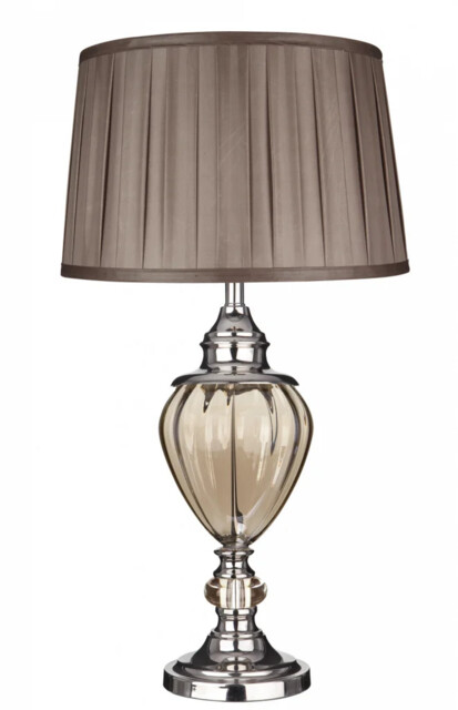 Table Light Silver Greyson Lamp Brown Chrome Searchlight 3721am
