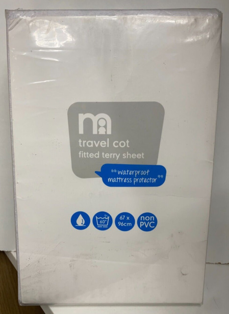 Mothercare Travel Cot Fitted Terry Sheet Waterproof Mattress Protector