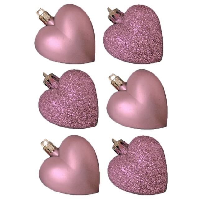 Christmas Pink Decoration Glitter / Plain Baubles Hearts Droplets