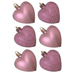 Christmas Pink Decoration Glitter / Plain Baubles Hearts Droplets