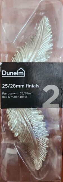 Dunelm Feather Pack Of 2 Finials - Satin Steel - 25/28mm