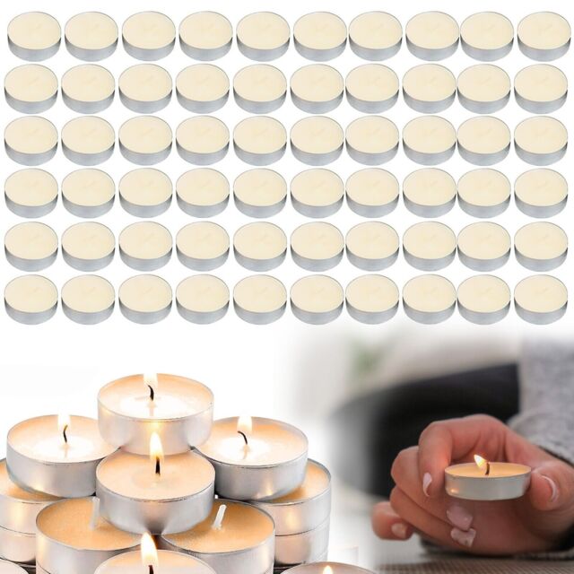 4cm White Tea Night Lights Candles Long Burn Scented Unscented Night