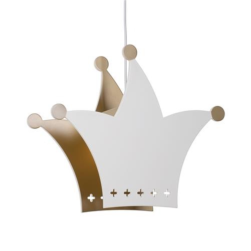 Litecraft Kingston Crown White, Gold Ceiling Pendant Childrens 1 Light