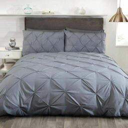 Balmoral Plain Grey Silver Pin Tuck Pinch Design King Size Duvet Cover