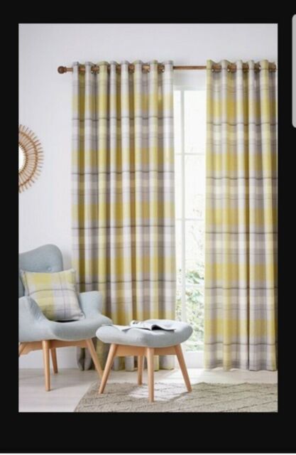 2 X Helena Springfield Nora Check Tartan Curtains 228x183cm 90x72'