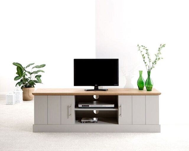 Kendal Large Tv Unit Grey Oak - Assembly Option- Local Delivery Only