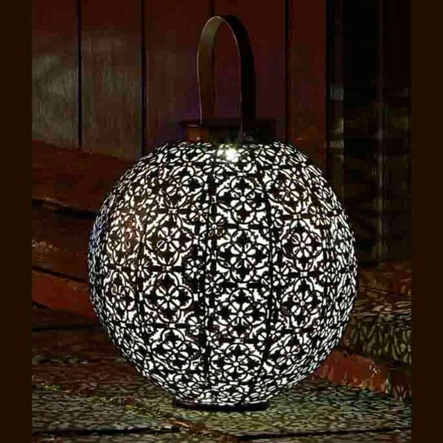 Solar Power Lantern Garden Decoration Ornate Damasque Style Led Light