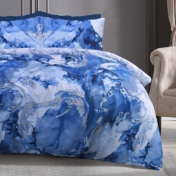 Metallic Marble Sparkle Glitz Blue Silver Reversible Soft Easy Care