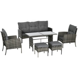 Outsunny 6 Pieces Rattan Garden Furniture Sofa Set With Cushions,