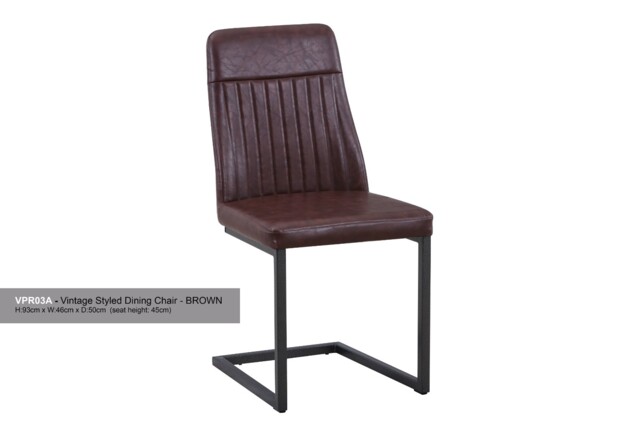 2 X Baumhaus Vintage Styled Brown Pu Leather Dining Chairs (vpr03a)
