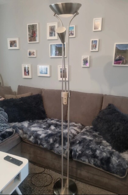 Alba Mother And Child Floor Lamp Satin Chrome