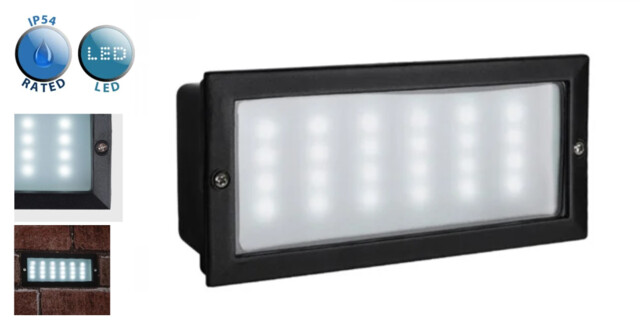 Led 1.5w Ip54 Aluminium Black Brick Lights - Free Delivery