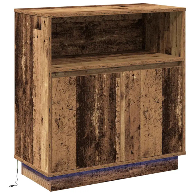 Led Sideboard With Led Strip Lights With Door Engineered Wood Storage