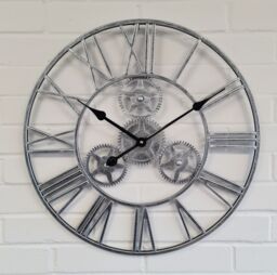 Wall Clock Roman Large Indoor Numerals Giant Open Face Metal 58cm