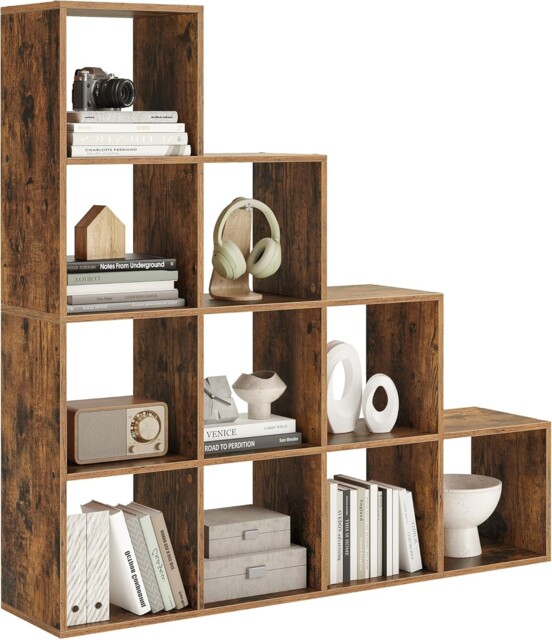 Vasagle 10 Tier Bookcase Open Shelf 129,5 X29 X Cm, Rustic Brown