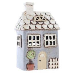 Shudehill Giftware Village Pottery Garden House Tealight Holder - Grey