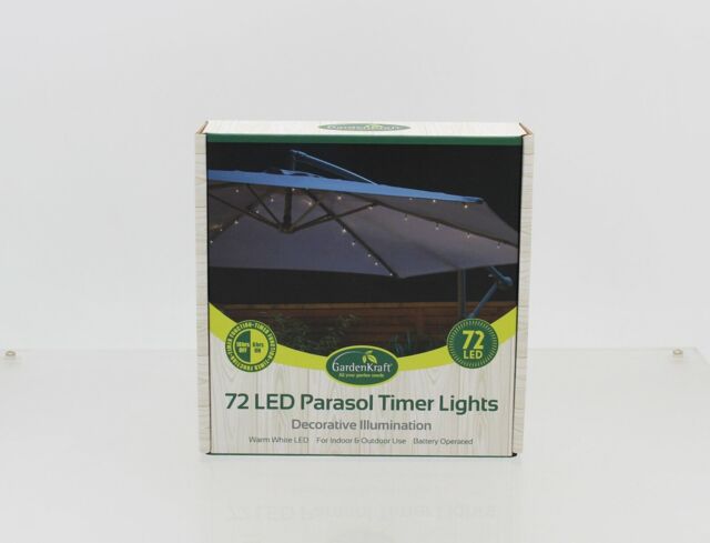 Gardenkraft 72 Warm White Led Parasol Lights Indoor/outdoor Battery Op