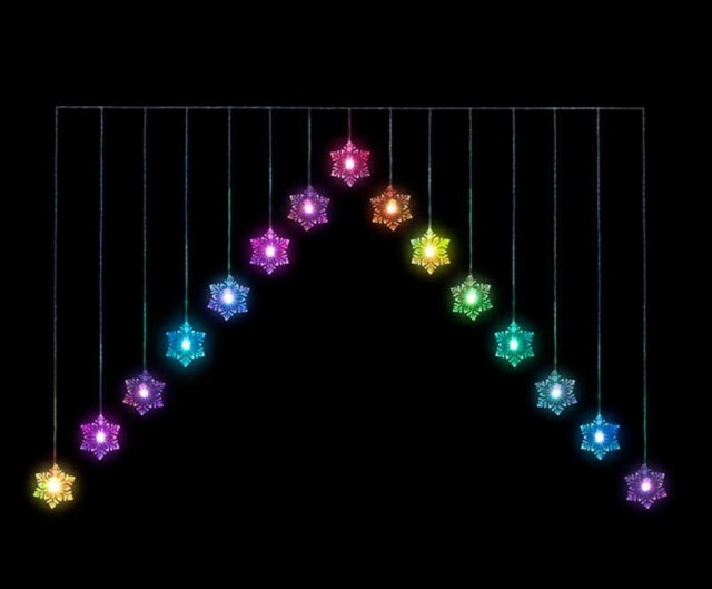 Christmas Indoor Or Outdoor Snowflake 'v' Curtain Lights Multi Colour