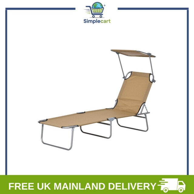 Reclining Sun Lounger Chair Folding Recliner Garden Adjustable Patio