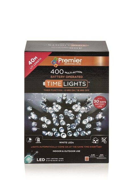 Premier Battery Operated Multi Action Fairy Lights - 400 Pack - White