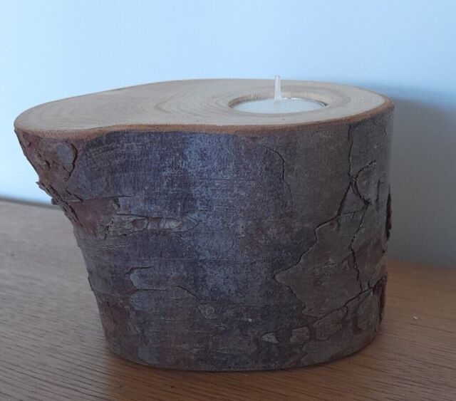 Handmade Wood Natural Tea Light Candle Holder Pine Wood Christmas