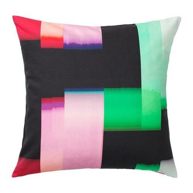 2 X Ikea Klockranka Cushion Cover Black Multicolour 50x50cm 100%