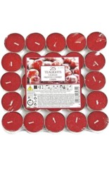 Price's Scented Tealights Candles Frosted Cherry Red Round Pack 25 4h