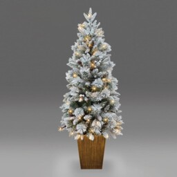Prelit Led Christmas Tree Snow Flock Pine Artificial Bushy Xmas Home