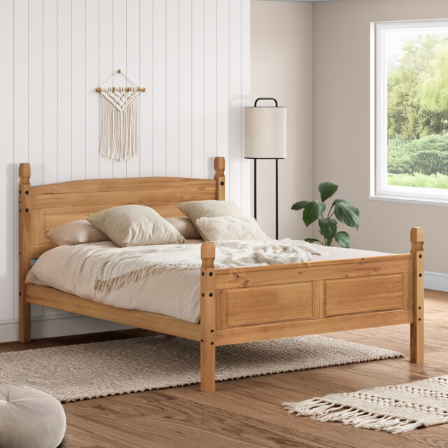 Corona Bed Frame 5ft King Size High End Bedroom Solid Wood Pine Wooden