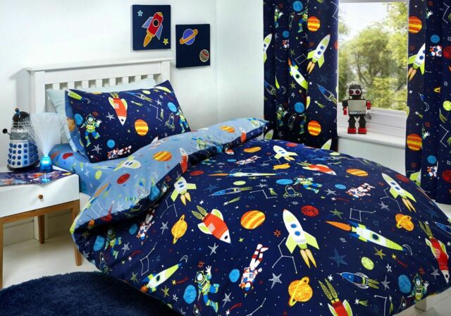 Bedlam Kids Supersonic Space Planets Duvet Cover Set, Fitted Sheet Or