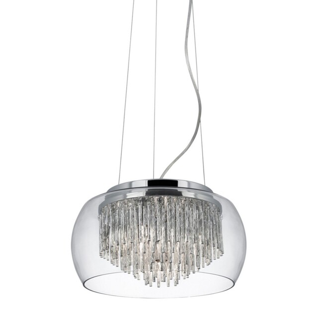 4 Light Ceiling Fitting Pendant Light With Aluminium Spiral Clear