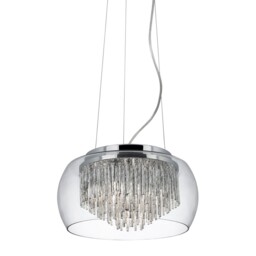 4 Light Ceiling Fitting Pendant Light With Aluminium Spiral Clear
