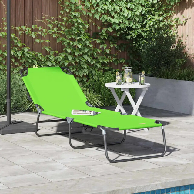 Folding Sun Lounger Folding Green 56 X 189 X 87cm Fabric Vidaxl