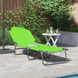 Folding Sun Lounger Folding Green 56 X 189 X 87cm Fabric Vidaxl