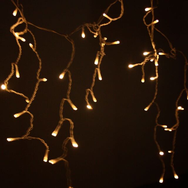 Led Icicle Lights 200 Warm White Battery Operated Festive Magic
