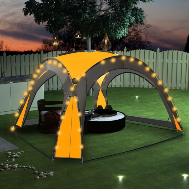 Party Tent With Led And 4 Sidewalls Camping Canopy Gazebo Multi