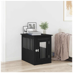Dog Crate Furniture Black Oak 45x62x59 Cm Engineered Wood Steel Modern