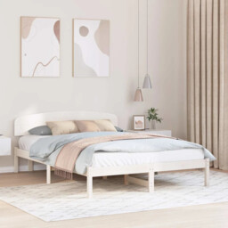 Bed Frame With Headboard White 160 X 200 Cm Solid Pine Wood Vidaxl