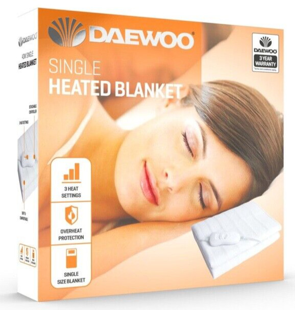 Daewoo Electric Blanket 3 Settings Heated Under Bed Winter Warming 40w
